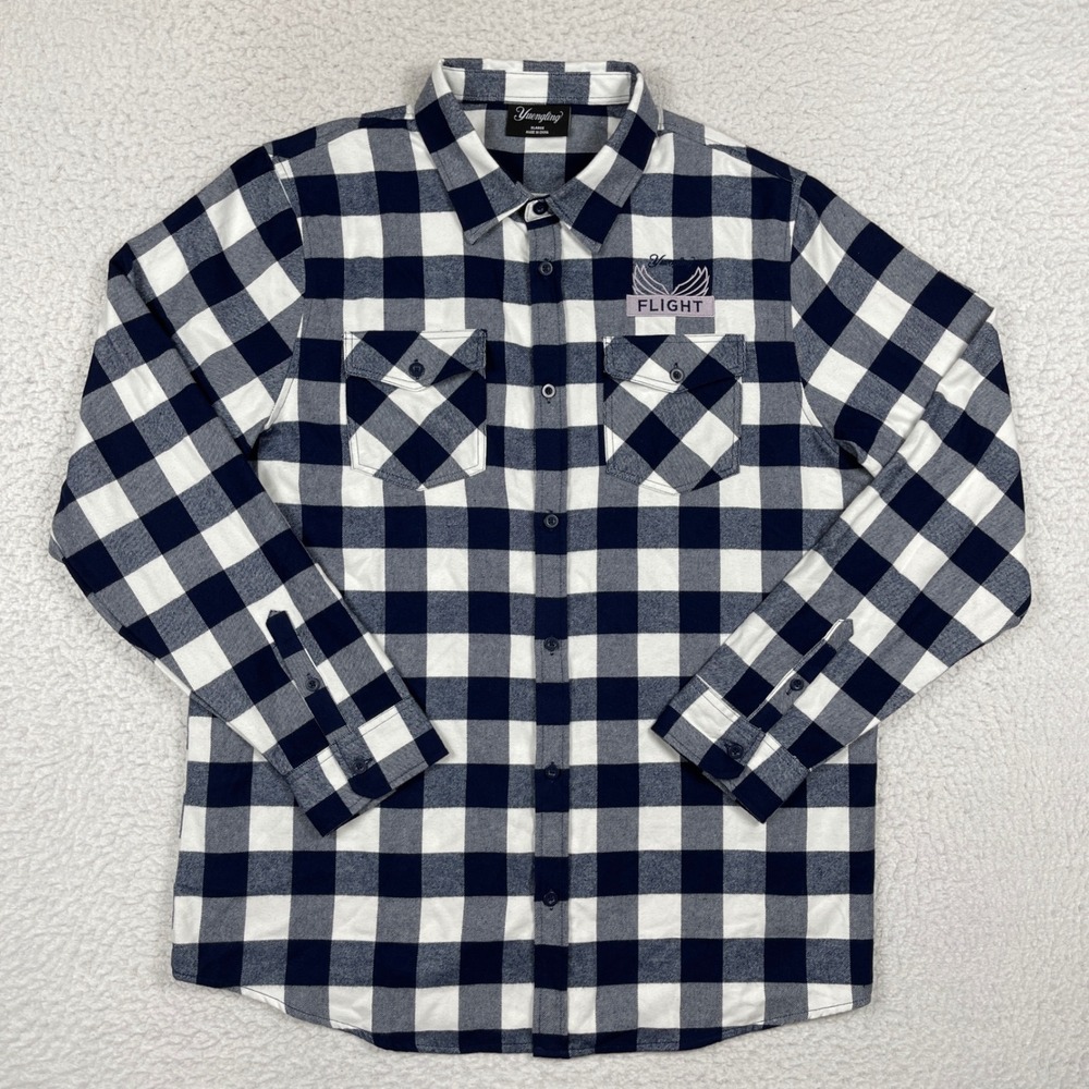 Yuengling Flight Flannel Shirt Men XL Navy White Buffalo Plaid Pennsylvania Beer